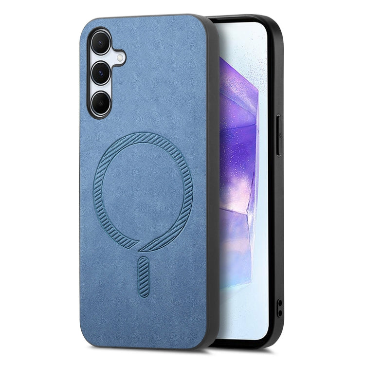 Solid Color Retro Magsafe PU Back Cover Phone Case, Compatible with Samsung Galaxy A55 5G