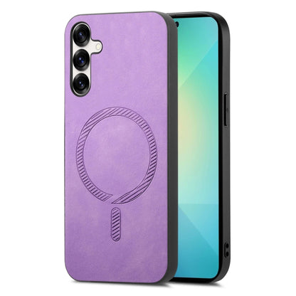 Solid Color Retro Magsafe PU Back Cover Phone Case, Compatible with Samsung Galaxy S25+ 5G