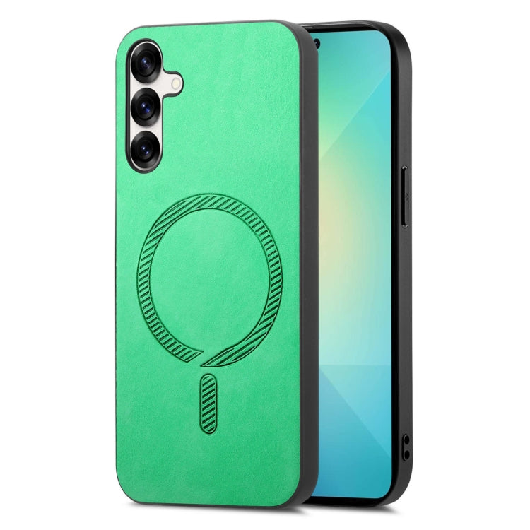 Solid Color Retro Magsafe PU Back Cover Phone Case, Compatible with Samsung Galaxy S25+ 5G