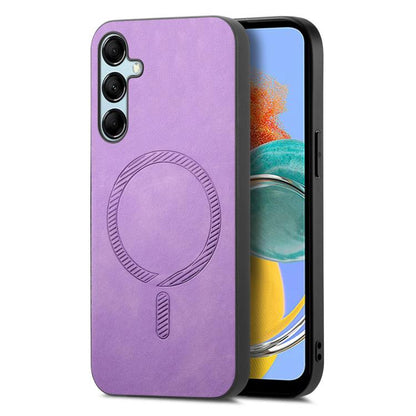 Solid Color Retro Magsafe PU Back Cover Phone Case, Compatible with Samsung Galaxy M14 5G