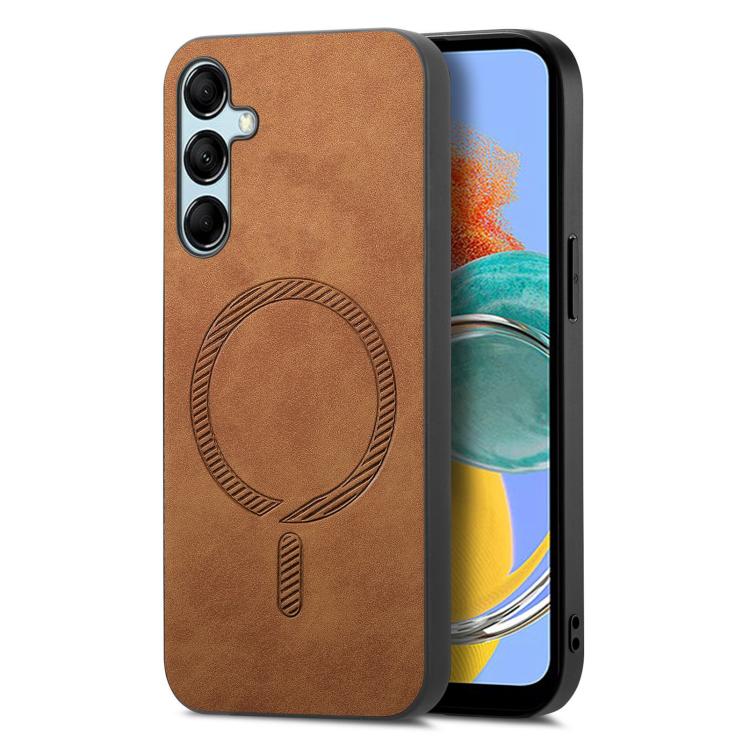 Solid Color Retro Magsafe PU Back Cover Phone Case, Compatible with Samsung Galaxy M14 5G
