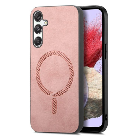 Solid Color Retro Magsafe PU Back Cover Phone Case, Compatible with Samsung Galaxy M34 / F34 5G