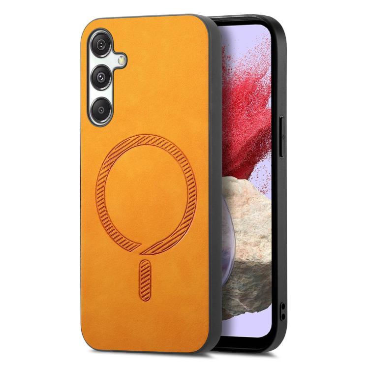 Solid Color Retro Magsafe PU Back Cover Phone Case, Compatible with Samsung Galaxy M34 / F34 5G