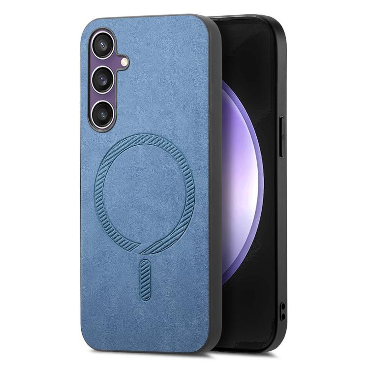 Solid Color Retro Magsafe PU Back Cover Phone Case, Compatible with Samsung Galaxy S24 FE 5G