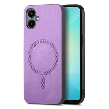 Solid Color Retro Magsafe PU Back Cover Phone Case, Compatible with Samsung Galaxy A06 4G