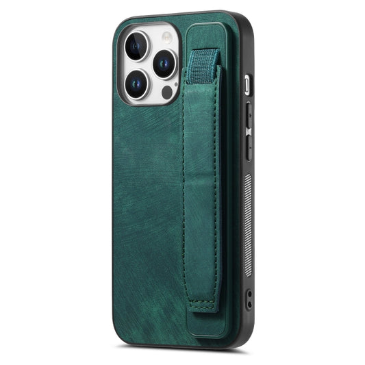 Retro Wristband Holder Leather Back Phone Case, Compatible with iPhone 16 Pro
