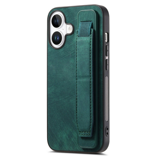 Retro Wristband Holder Leather Back Phone Case, Compatible with iPhone 16 Plus