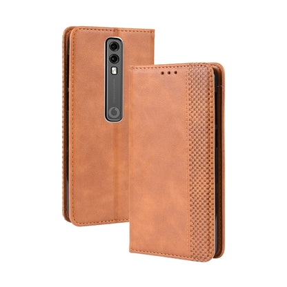 Magnetic Buckle Retro Crazy Horse Texture Horizontal Flip Leather Case for Vodafone Smart V10 (VFD730) , with Holder & Card Slots & Photo Frame