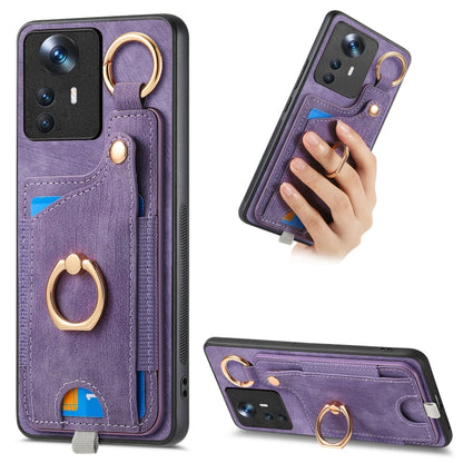 Retro Skin-feel Ring Card Bag Phone Case with Hang Loop