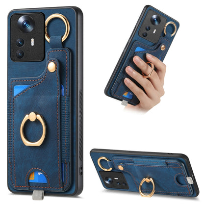 Retro Skin-feel Ring Card Bag Phone Case with Hang Loop