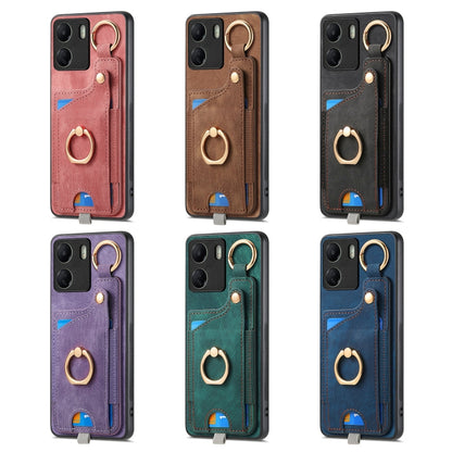 Retro Skin-feel Ring Card Bag Phone Case with Hang Loop