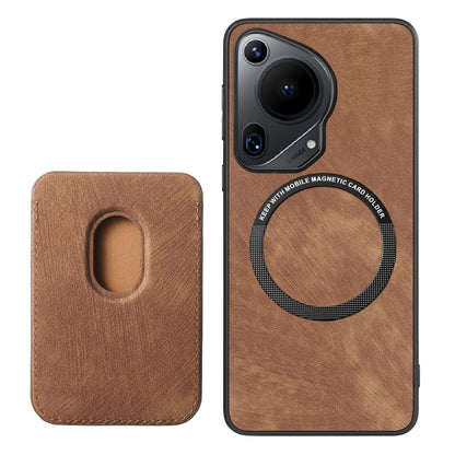 Retro Leather Card Bag Magnetic Phone Case, Compatible with Huawei Pura 70