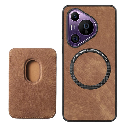 Retro Leather Card Bag Magnetic Phone Case, Compatible with Huawei Pura 70 Pro