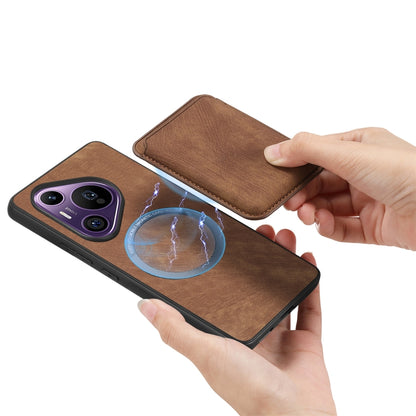 Retro Leather Card Bag Magnetic Phone Case, Compatible with Huawei Pura 70 Pro
