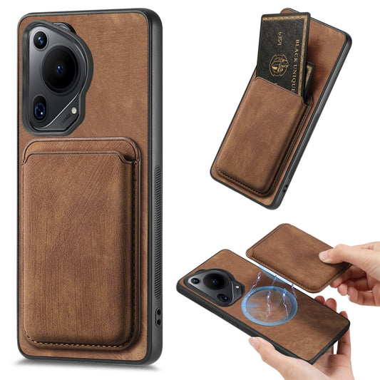 Retro Leather Card Bag Magnetic Phone Case, Compatible with Huawei Pura 70 Ultra