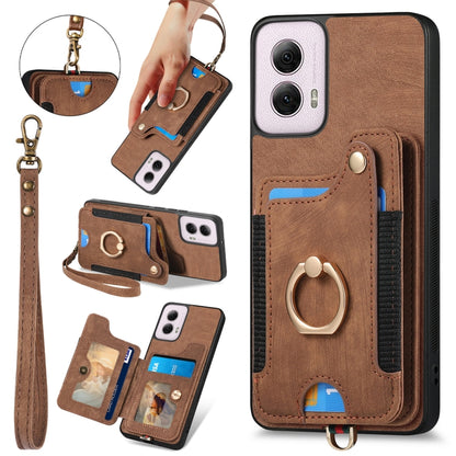 Retro Skin-feel Ring Multi-card RFID Wallet Phone Case