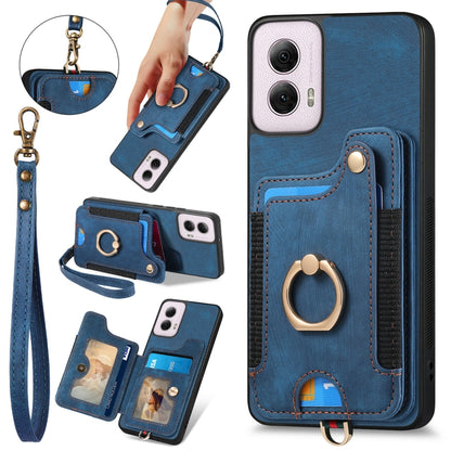 Retro Skin-feel Ring Multi-card RFID Wallet Phone Case