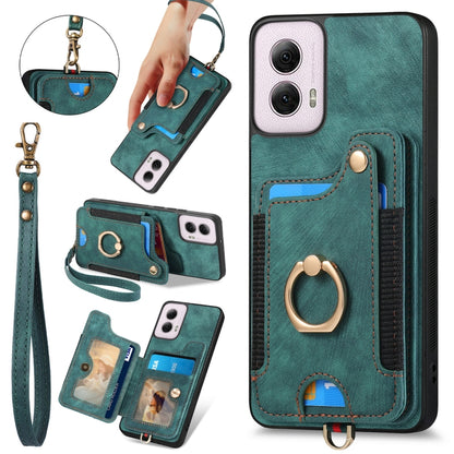 Retro Skin-feel Ring Multi-card RFID Wallet Phone Case
