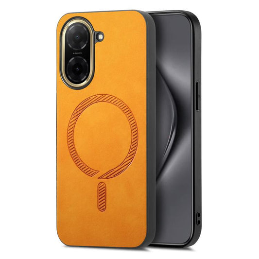 Solid Color Retro Magsafe PU Back Cover Phone Case