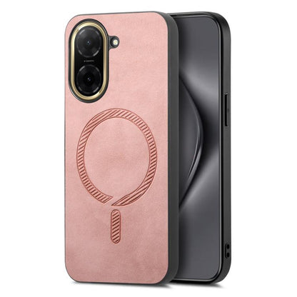 Solid Color Retro Magsafe PU Back Cover Phone Case