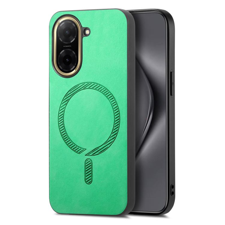 Solid Color Retro Magsafe PU Back Cover Phone Case