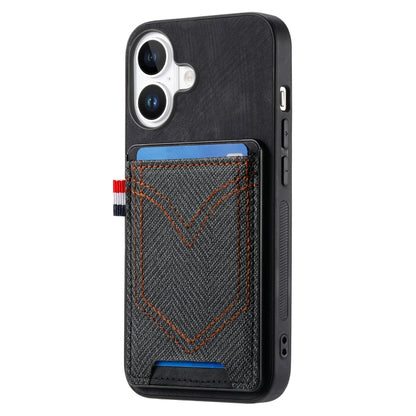 Denim Texture Leather Skin Phone Case with Card Slot, Compatible with iPhone 16