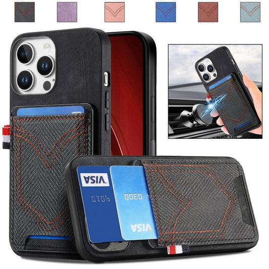 Denim Texture Leather Skin Phone Case with Card Slot, Compatible with iPhone 16 Pro
