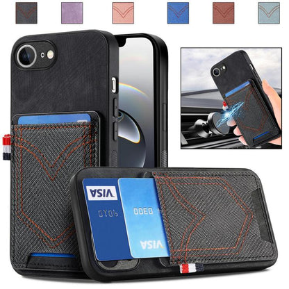 Denim Texture Leather Skin Phone Case with Card Slot, iPhone 16e