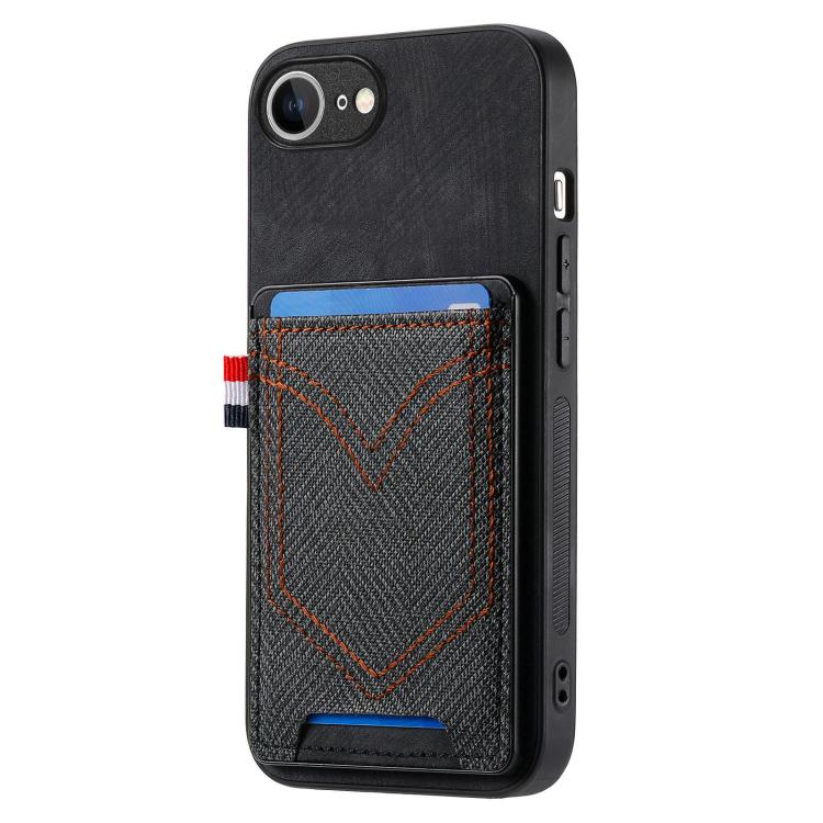 Denim Texture Leather Skin Phone Case with Card Slot, iPhone 16e