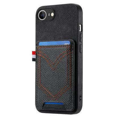Denim Texture Leather Skin Phone Case with Card Slot, iPhone 16e