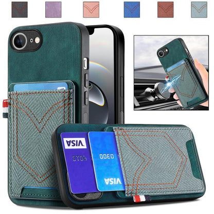 Denim Texture Leather Skin Phone Case with Card Slot, iPhone 16e