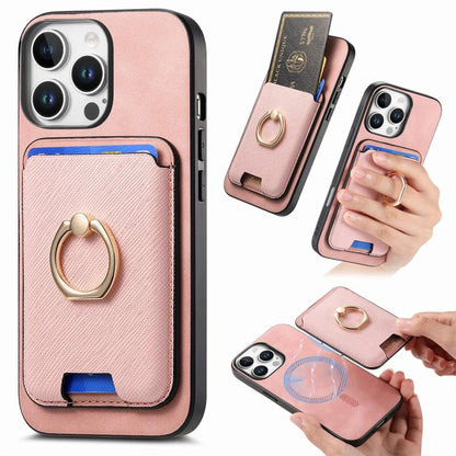 Retro Cross Leather Card Bag MagSafe Phone Case