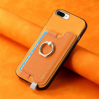Retro Magsafe Cross Leather Ring Holder Card Bag Phone Case, Compatible with iPhone 7 / 8 / SE 2022
