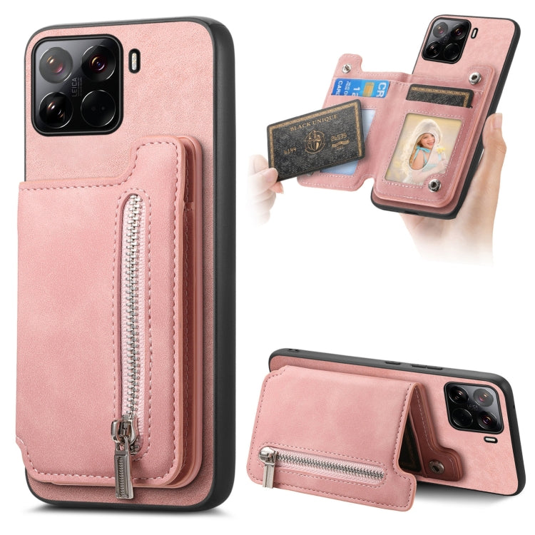 Retro MagSafe Zipper Wallet Card Bag Back Phone Case