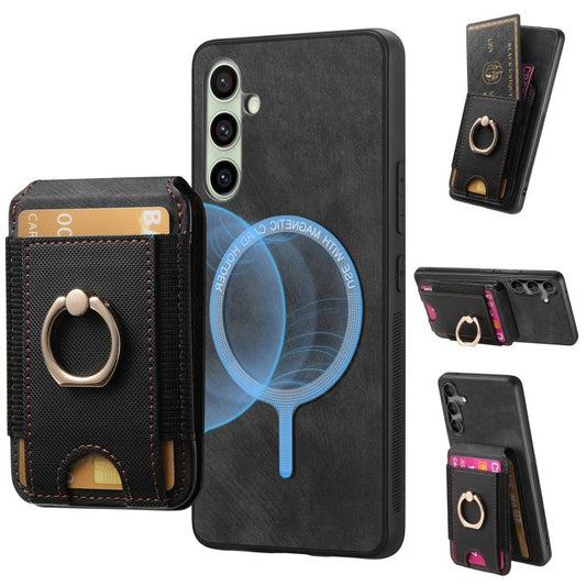 Retro Splitable Magnetic Stand Card Bag Leather Phone Case, For Samsung Galaxy A56 5G