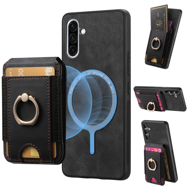 Retro Splitable Magnetic Stand Card Bag Leather Phone Case, For Samsung Galaxy A36