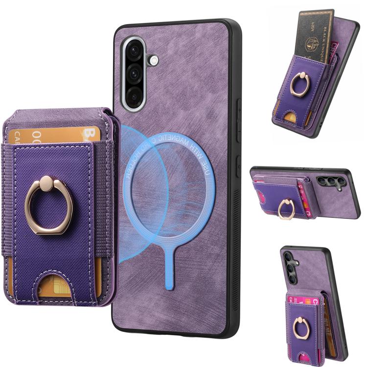 Retro Splitable Magnetic Stand Card Bag Leather Phone Case, For Samsung Galaxy A36