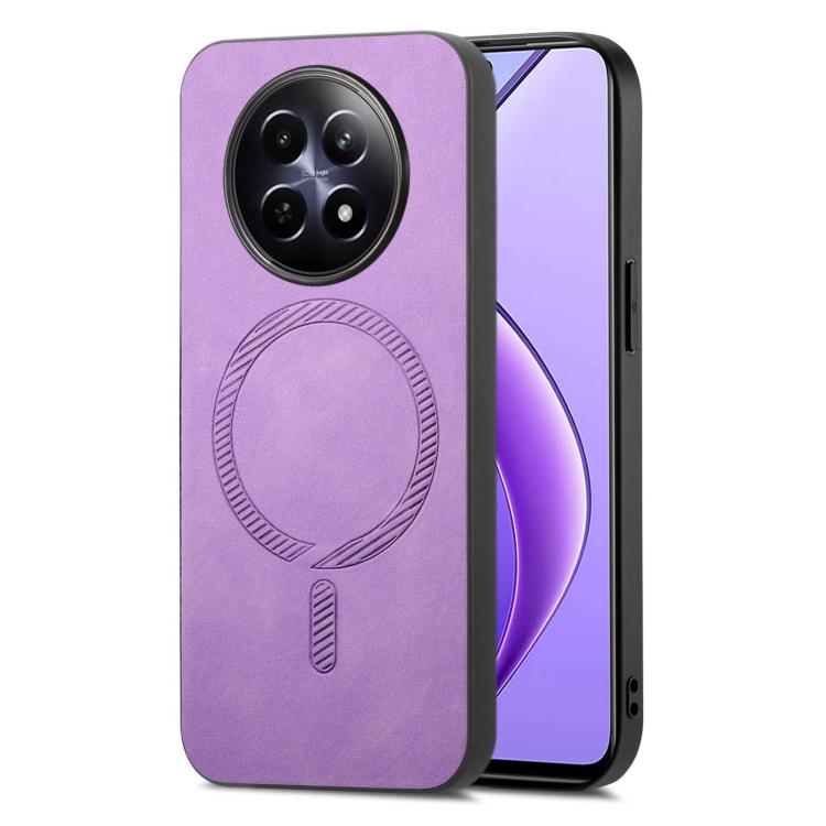 Retro MagSafe Magnetic PU Back Cover Phone Case, Compatible with Realme 12 5G
