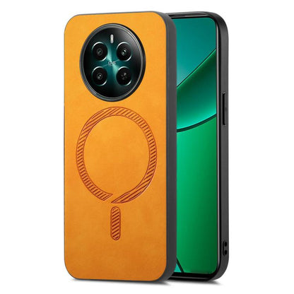 Retro MagSafe Magnetic PU Back Cover Phone Case, Compatible with Realme 12+ 5G
