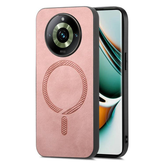 Retro MagSafe Magnetic PU Back Cover Phone Case, Compatible with Realme 11 Pro / Pro+
