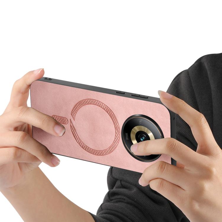 Retro MagSafe Magnetic PU Back Cover Phone Case, Compatible with Realme 11 Pro / Pro+