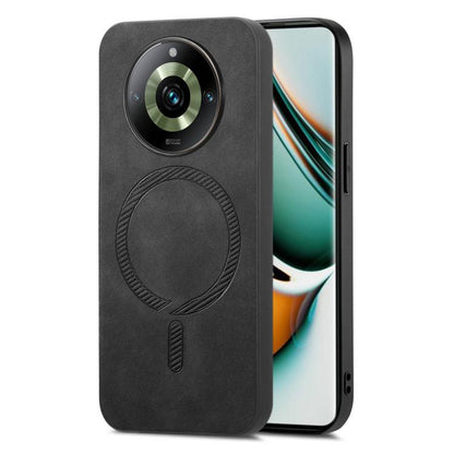 Retro MagSafe Magnetic PU Back Cover Phone Case, Compatible with Realme 11 Pro / Pro+