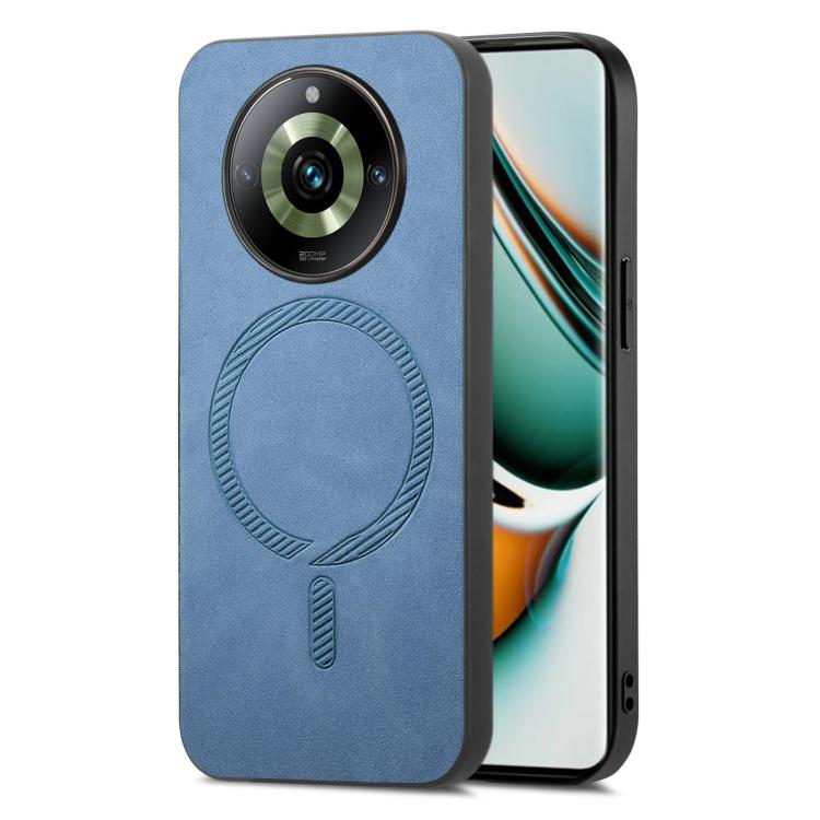 Retro MagSafe Magnetic PU Back Cover Phone Case, Compatible with Realme 11 Pro / Pro+