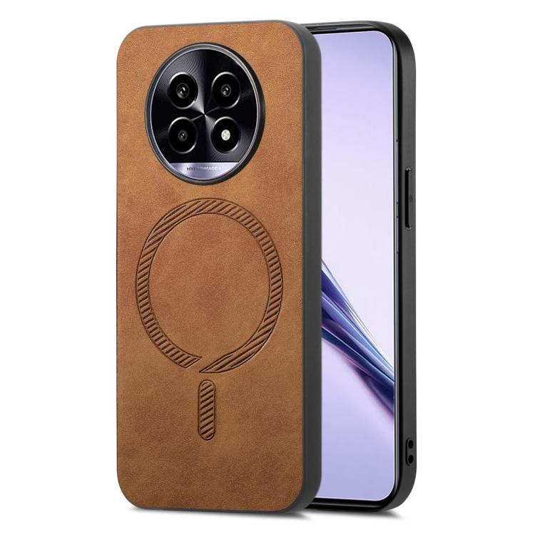 Retro MagSafe Magnetic PU Back Cover Phone Case, Compatible with Realme 13 Pro 5G