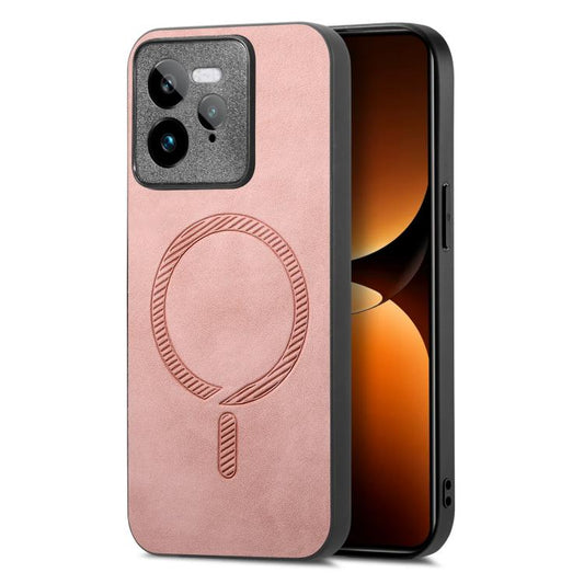 Retro MagSafe Magnetic PU Back Cover Phone Case, Compatible with Realme GT7 Pro