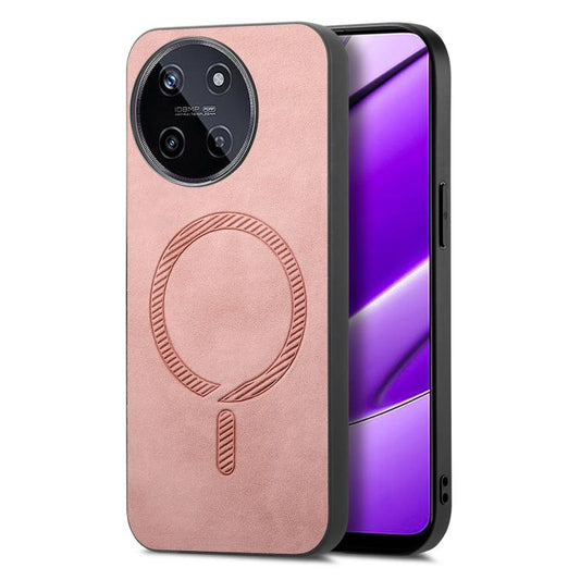 Retro MagSafe Magnetic PU Back Cover Phone Case, Compatible with Realme 11 4G
