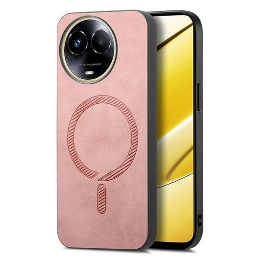 Retro MagSafe Magnetic PU Back Cover Phone Case, Compatible with Realme 11 5G