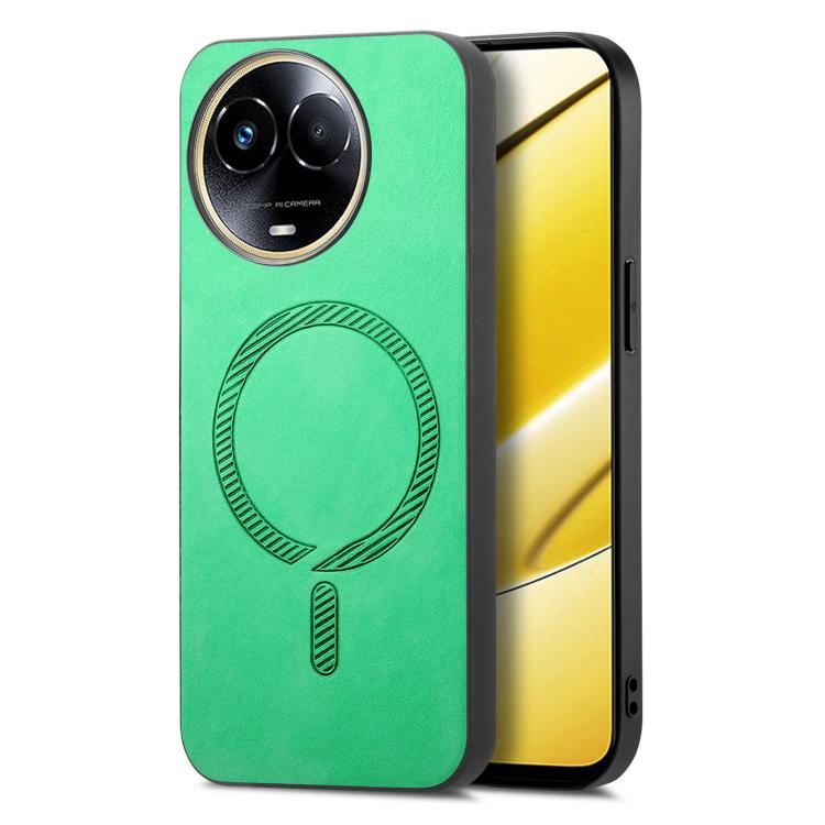 Retro MagSafe Magnetic PU Back Cover Phone Case, Compatible with Realme 11 5G