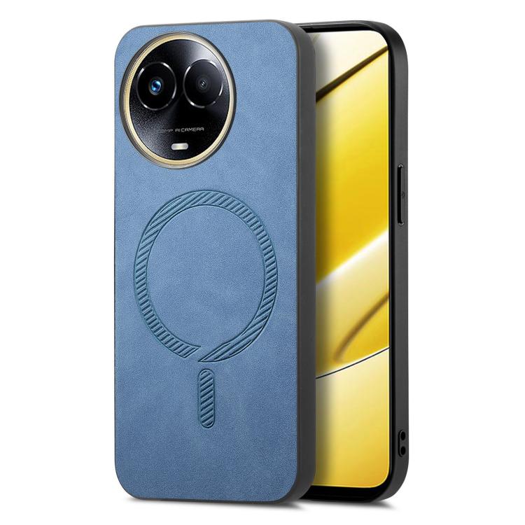 Retro MagSafe Magnetic PU Back Cover Phone Case, Compatible with Realme 11 5G