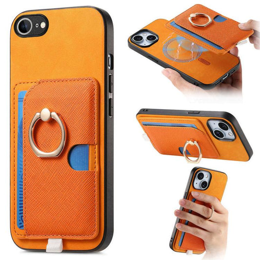 Retro Cross Leather Ring Side Insert Card Bag MagSafe Phone Case